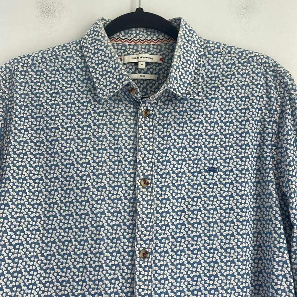 Moods of Norway 100% cotton slim fit floral print long sleeve button up shirt M